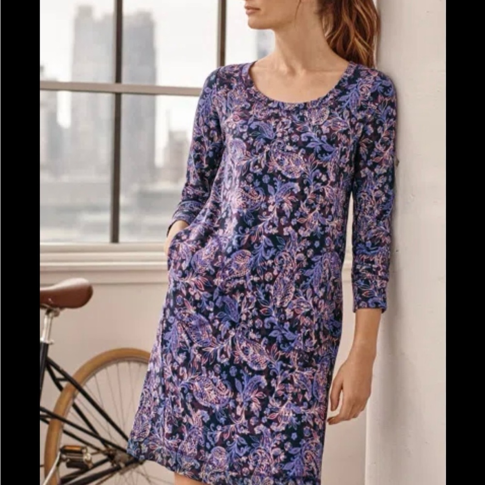 jill Fit Elevate Terry Seamed Dress In Mix Color Paisley Size XL Petite